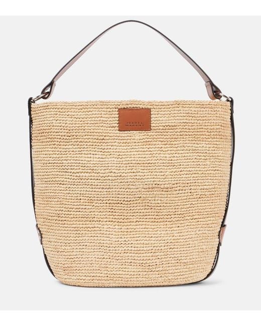 Isabel Marant Natural Bayia Leather-Trimmed Raffia Tote Bag