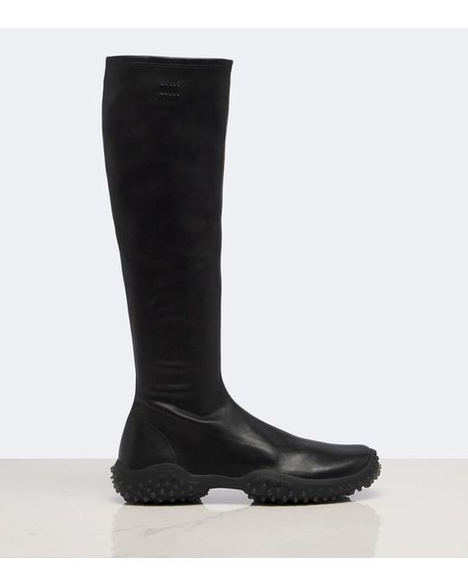 Miu Miu Black Leather Knee-High Boots
