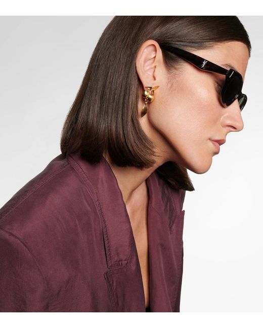 Saint Laurent Brown Monogram Rectangular Sunglasses