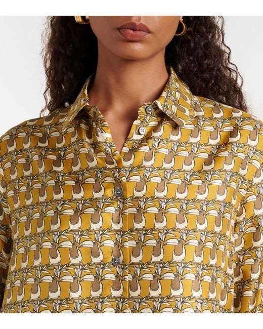 Max Mara Yellow Printed Reversible Silk Shirt