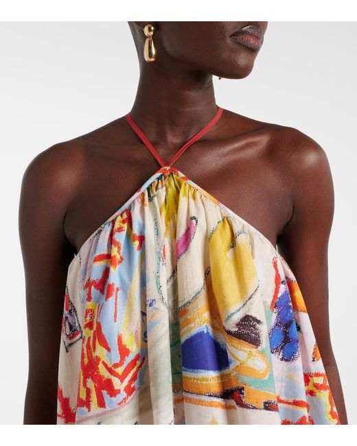 ALÉMAIS White La Charrasca Printed Cotton Minidress