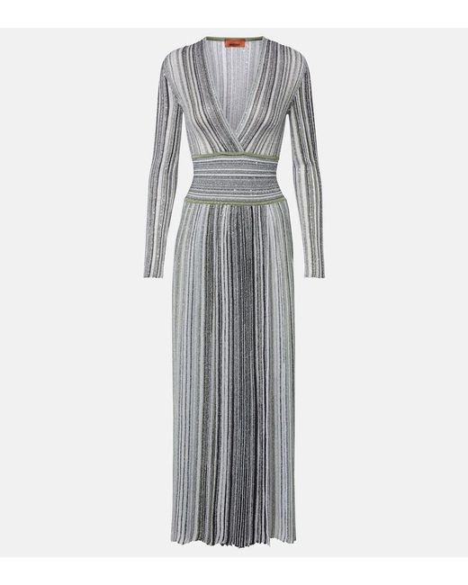 Missoni Gray Striped Lame Maxi Dress