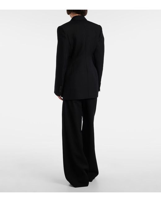 Wardrobe NYC Black Pleated Low-Rise Wide-Leg Wool Pants