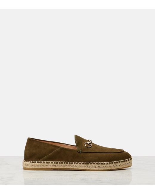 Gucci Brown Espadrilles Horsebit Aus Veloursleder