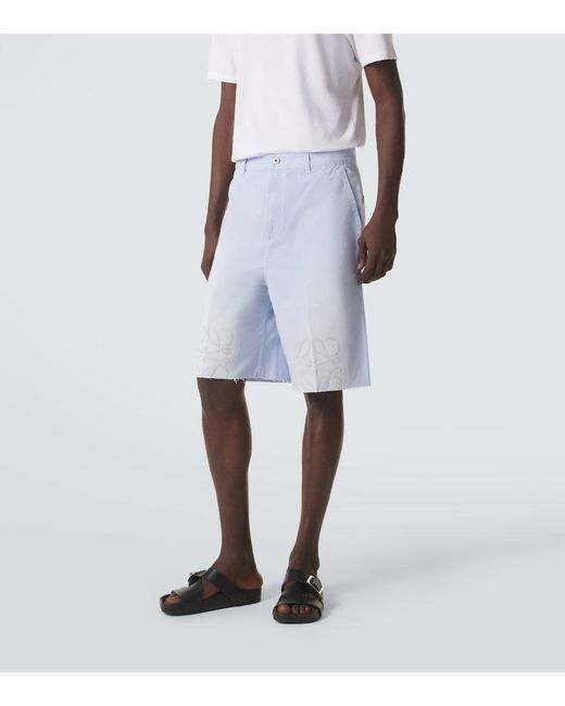 Loewe Blue Paula's Ibiza Anagram Cotton Twill Bermuda Shorts for men