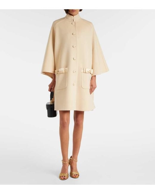 Valentino Natural Crepe Couture Bow-Detail Coat