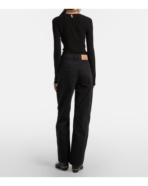 Isabel Marant Black Dromie Mid-Rise Straight Jeans