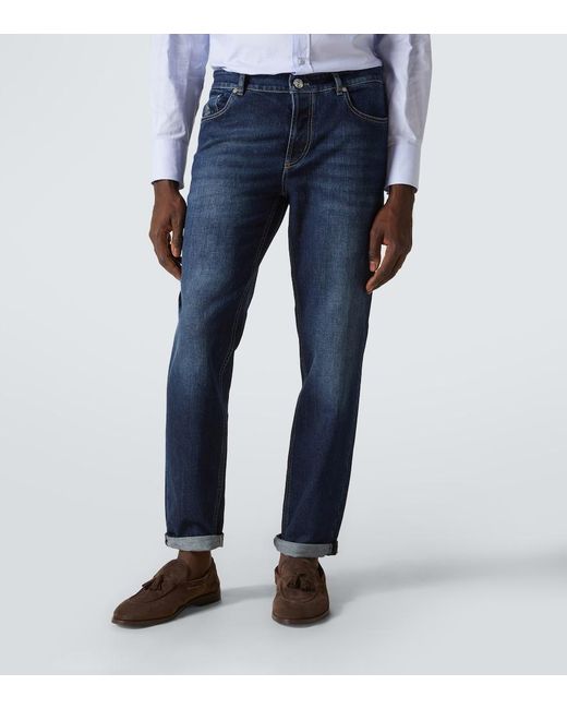 Brunello Cucinelli Blue Traditional Fit Slim-Leg Jeans for men