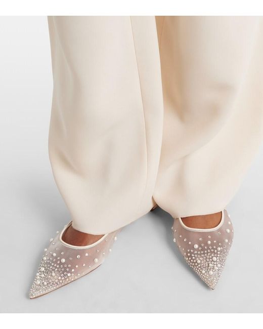 Christian Louboutin White Miss Z Degrastrassina Perla Mesh Flats