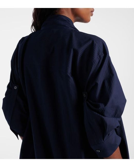 Loewe Blue Draped Cotton Poplin Minidress