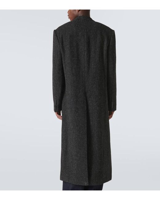 Dries Van Noten Black Herringbone Wool Coat for men