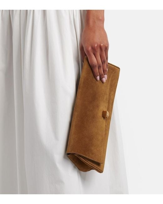 Khaite Brown Audrey Suede Clutch
