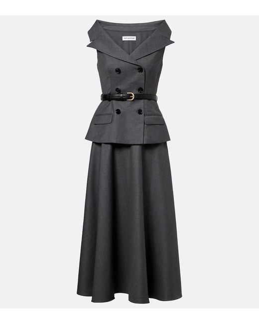 Self-Portrait Gray Midikleid Aus Einem Wollgemisch