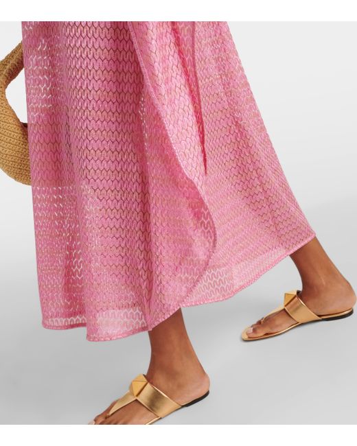 Melissa Odabash Pink June Crochet Lame Kaftan