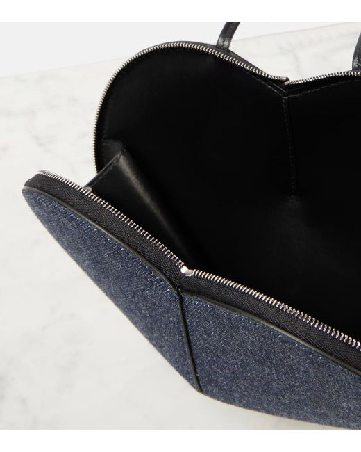 Alaïa Blue Schultertasche Le Cour Aus Denim
