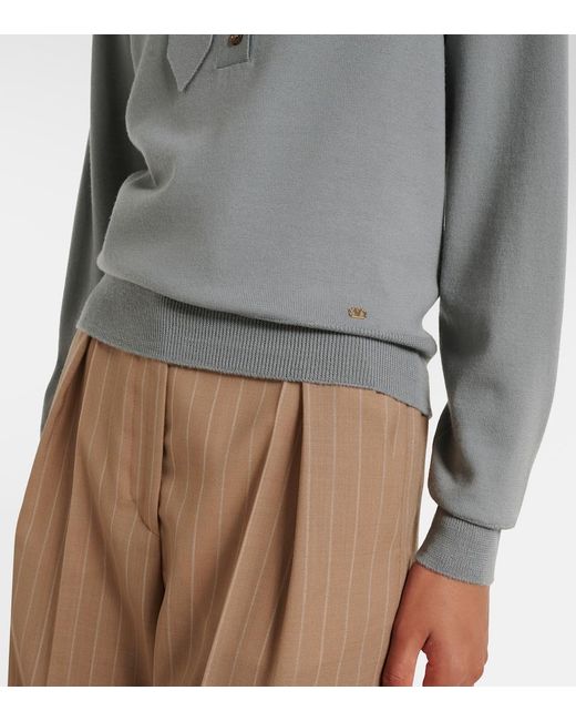 Valentino Gray Tie-Neck Virgin Wool Sweater