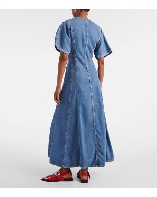 Ganni Blue Denim Maxi Dress