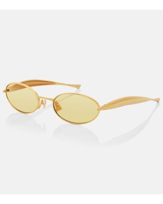 Bottega Veneta Metallic Sardine Oval Sunglasses