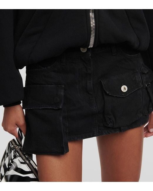 The Attico Black Fay Low-rise Denim Miniskirt