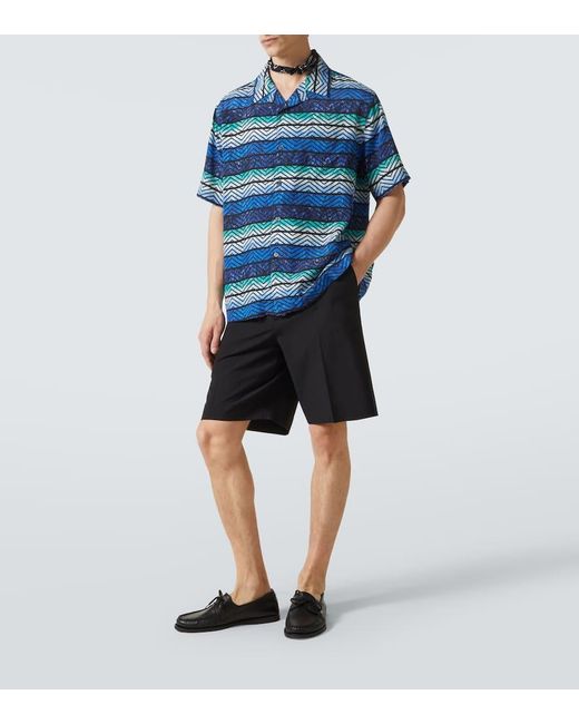 Missoni Blue Zigzag Bowling Shirt for men