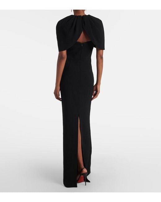 Rebecca Vallance Black Cameron Caped Crepe Gown