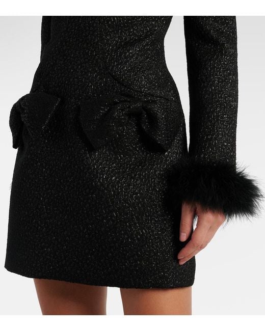 Self-Portrait Black Minikleid Mit Pailletten Und Federn