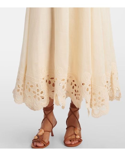 Robe Longue Coco Brodee En Ramie Zimmermann en coloris Natural