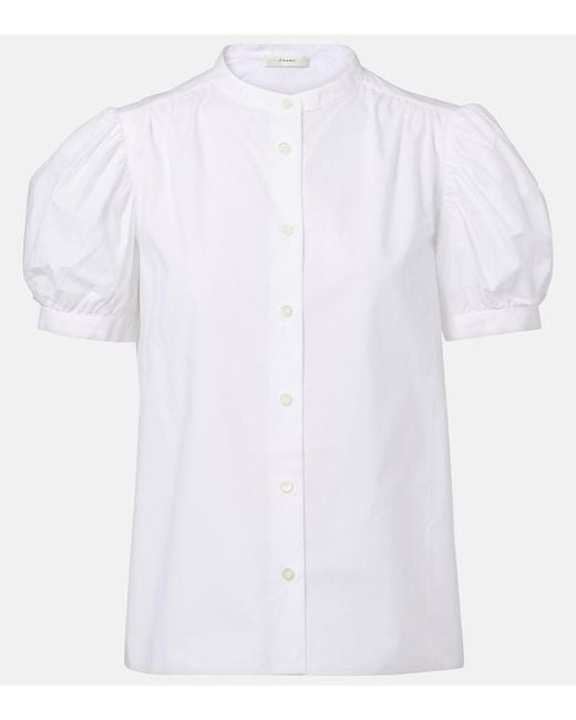 FRAME White Gathered Cotton Top