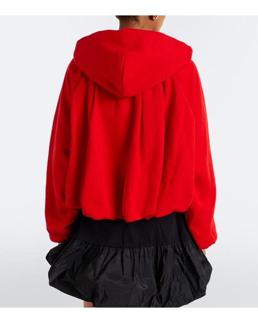 Patou Red Cotton Zip-Up Hoodie