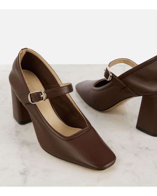 Le Monde Beryl Brown 80 Leather Mary Jane Pumps