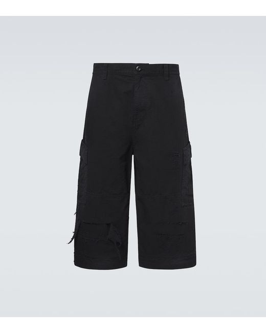 Balenciaga Black Cotton Cargo Shorts for men