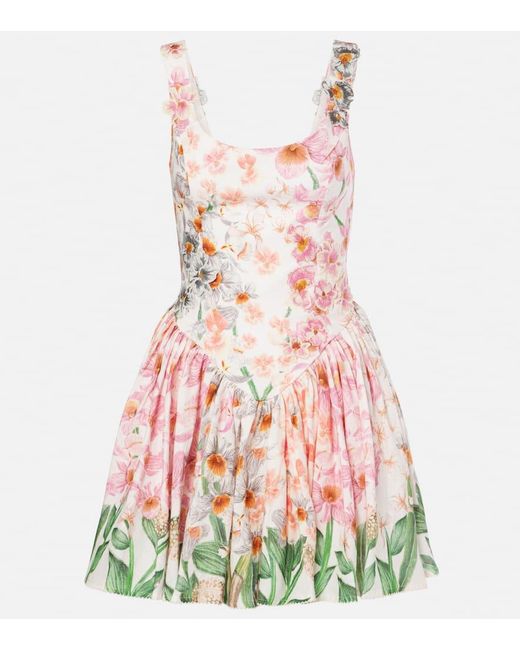 Vestido Corto Pluma Jardinera De Lino Agua Bendita de color Red