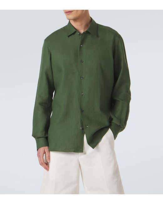 Zegna Green Linen Shirt for men