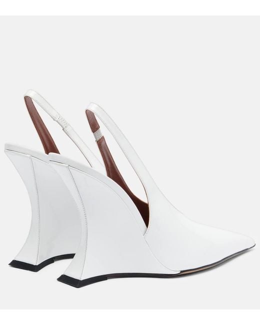 Paris Texas White Nina 105 Patent Leather Slingback Pumps