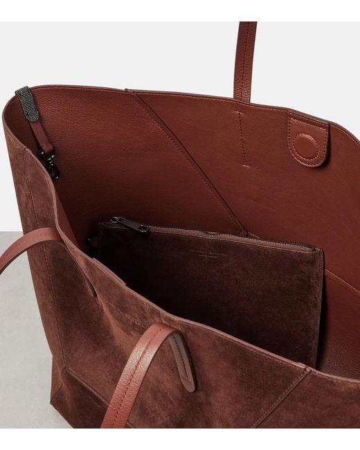 Brunello Cucinelli Brown Duo Large Suede Tote Bag