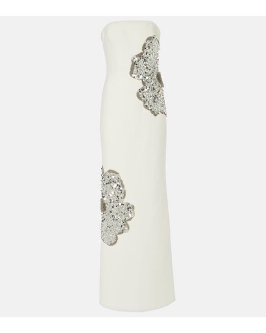 Rebecca Vallance White Layana Strapless Embellished Gown