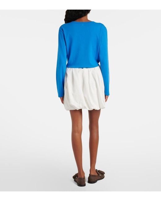 J.W. Anderson White Gathered Pinstripe Balloon Miniskirt
