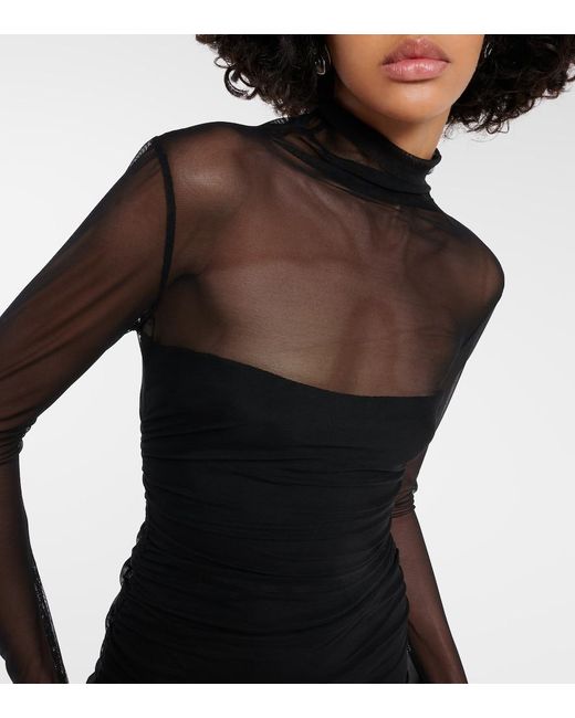 Vestido corto de malla Norma Kamali de color Black