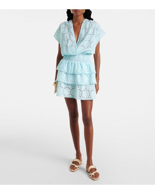 Melissa Odabash Blue Jess Cotton Crochet Minidress
