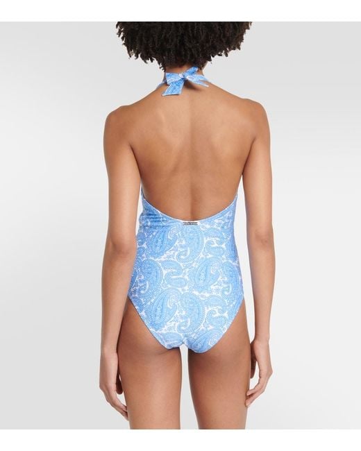 Heidi Klein Blue Cap Mala Printed Swimsuit