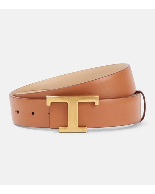 Tod's Brown T Timeless Reversible Leather Belt