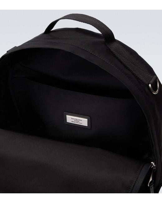 Balenciaga Black Leather-Trimmed Backpack for men
