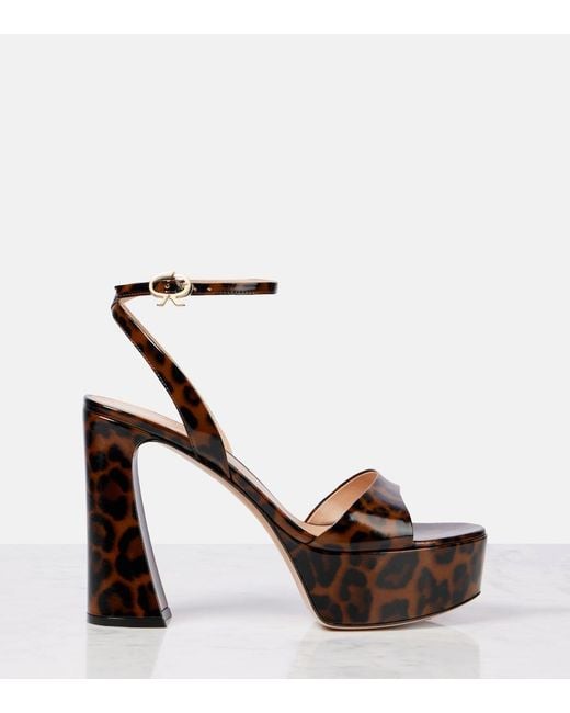 Gianvito Rossi Brown Nancy 110 Leopard-Print Platform Sandals