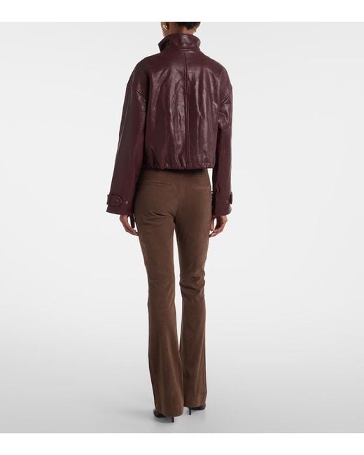 Veronica Beard Purple Bateman Cropped Leather Jacket