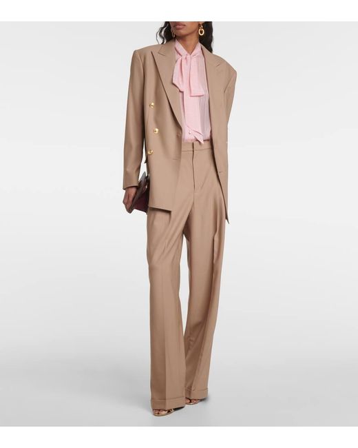 Polo Ralph Lauren Natural Weite High-Rise-Hose aus einem Wollgemisch