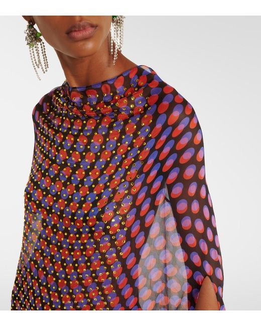 Dries Van Noten Purple Polka-Dot Silk Satin Midi Dress