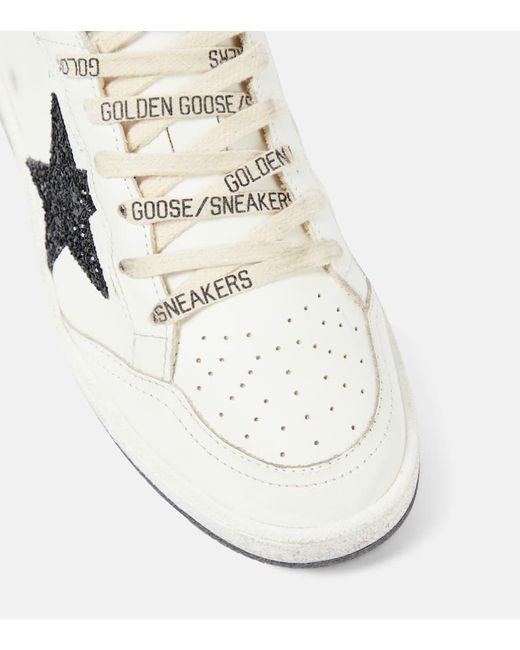 Sneakers Ball Star in pelle con glitter di Golden Goose Deluxe Brand in White