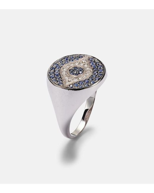 Ileana Makri Blue Dawn Chevalier 18Kt Ring With Diamonds And Sapphires