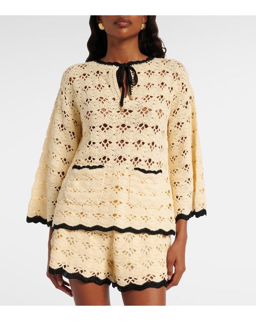 Zimmermann Natural Aster Crochet Cotton Top