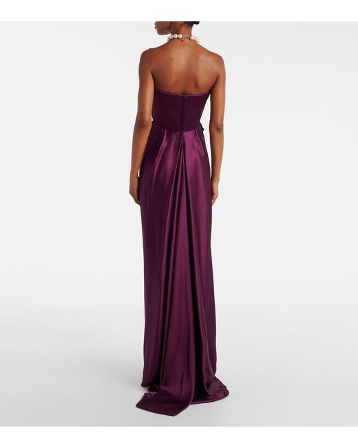 Vivienne Westwood Purple Galaxy Draped Crepe Satin Bustier Gown